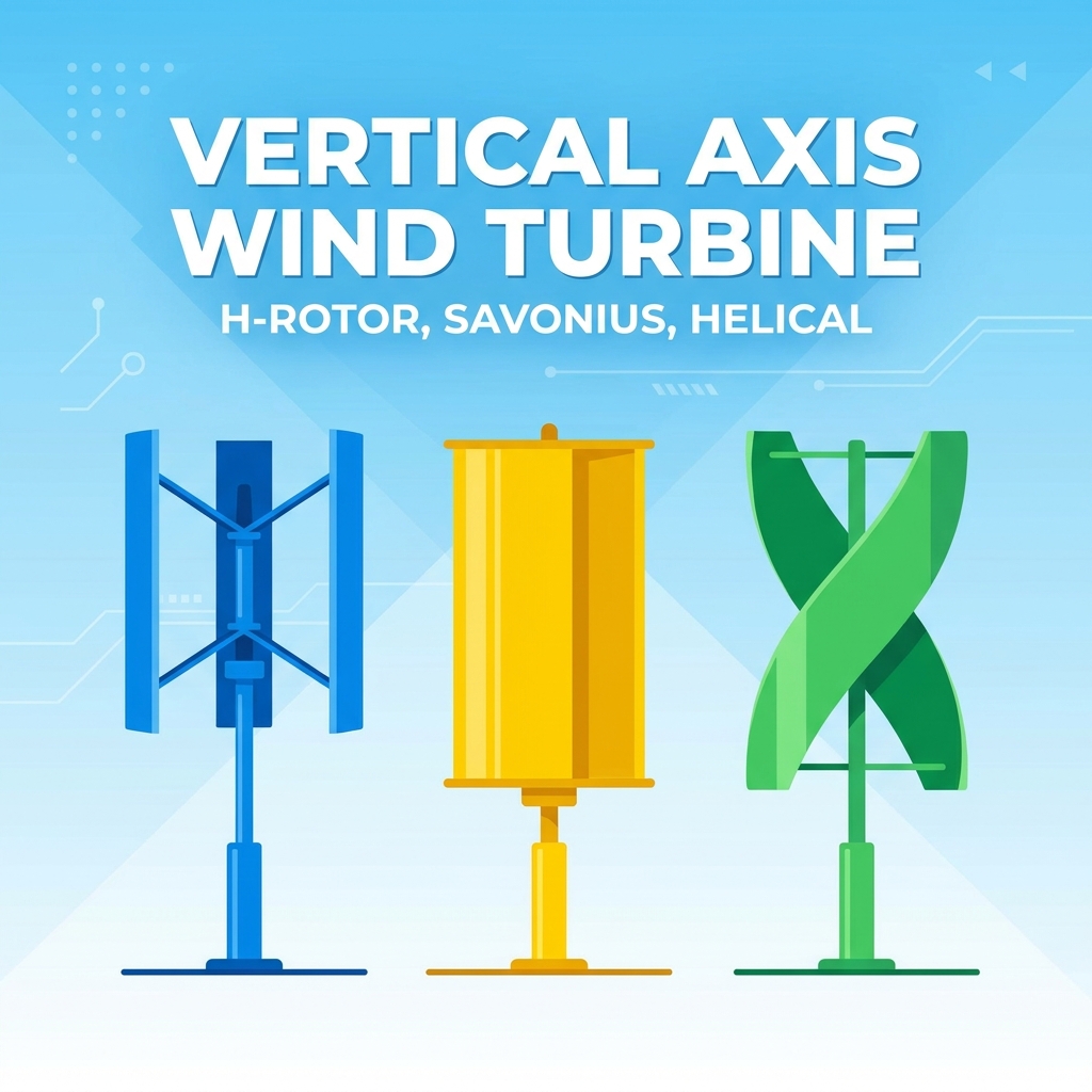 Tipos de turbinas e&oacute;licas de eje vertical: explicaci&oacute;n de los dise&ntilde;os de rotor H, Savonius y helicoidal